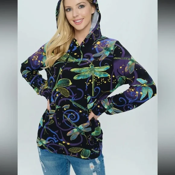 New nwt LA SOUL Dragonfly Print Hoodie - Black and Green ALL SIZES - Picture 2 of 4